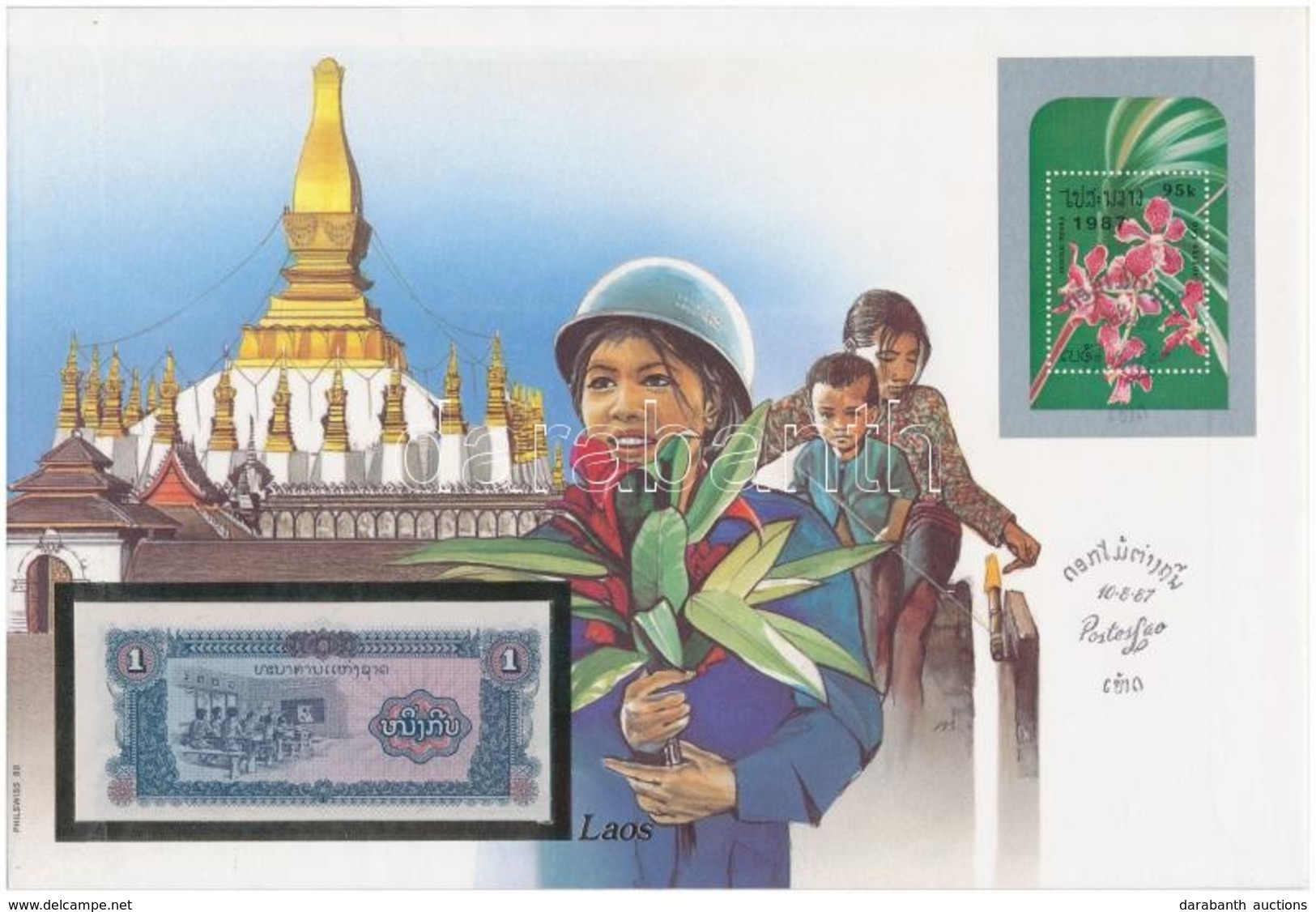 Laosz 1979. 1K , Felbélyegzett Borítékban, Bélyegzéssel, Német Nyelvű Leírással T:1 
Lao 1979. 1 Kip In Envelope With St - Ohne Zuordnung