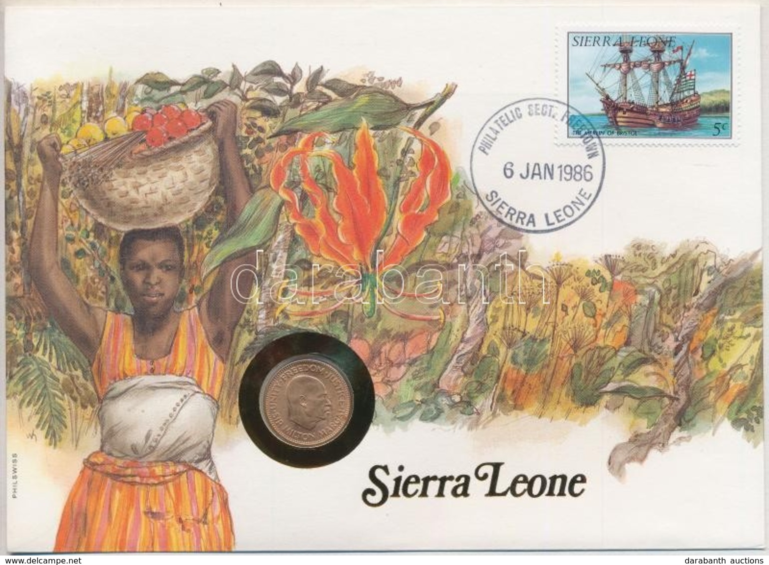 Sierra Leone 1964. 1/2c, Felbélyegzett Borítékban, Bélyegzéssel, Német Nyelvű Leírással T:2
Sierra Leone 1964. 1/2 Cent  - Ohne Zuordnung