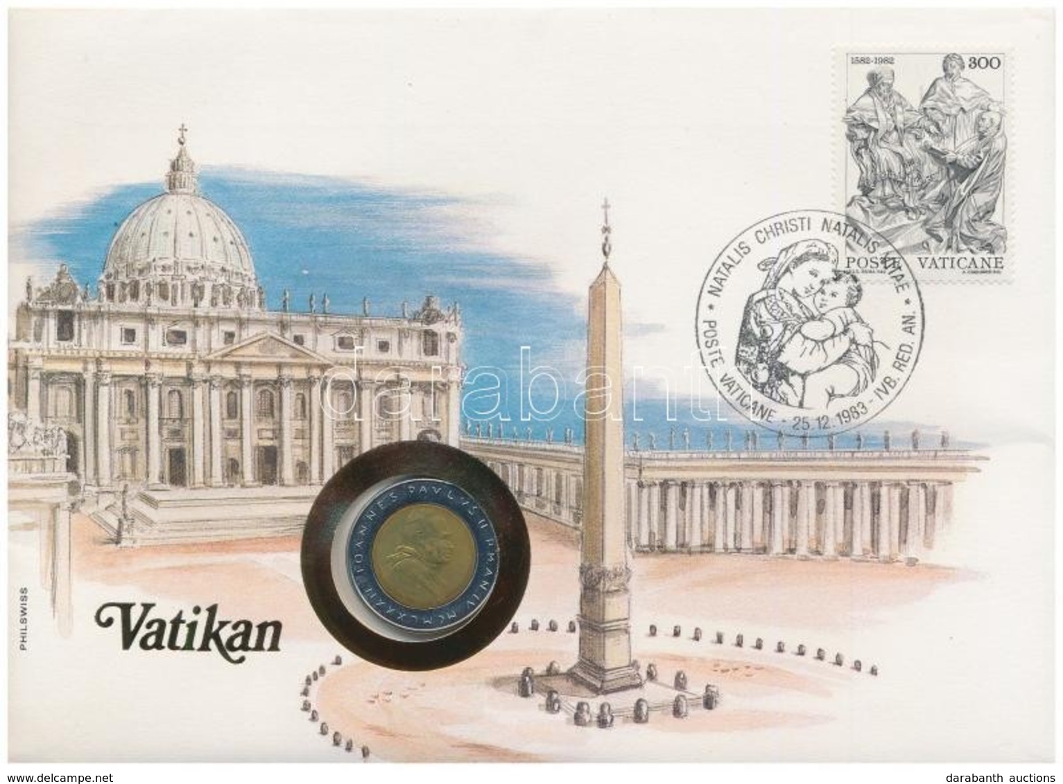 Vatikán 1982. 500L, Felbélyegzett Borítékban, Bélyegzéssel, Német Nyelvű Leírással T:1 
Vatican 1982. 500 Lire In Envelo - Ohne Zuordnung