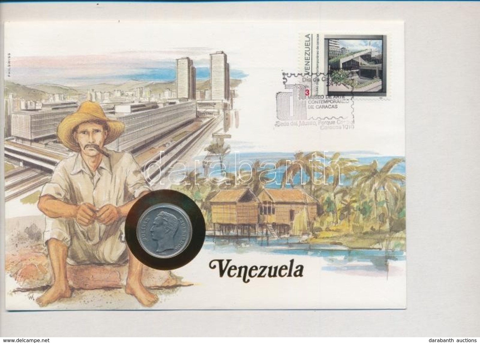 Venezuela 1977. 1B, Felbélyegzett Borítékban, Bélyegzéssel, Német Nyelvű Leírással T:1-,2
Venezuela 1977. 1 Bolivar In E - Ohne Zuordnung