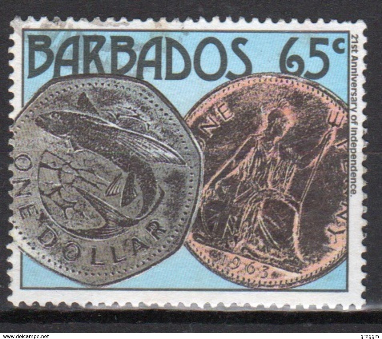 Barbados Single 65c Stamp From The 1987 25th Anniversary Of Independence Series. - Barbados (1966-...)