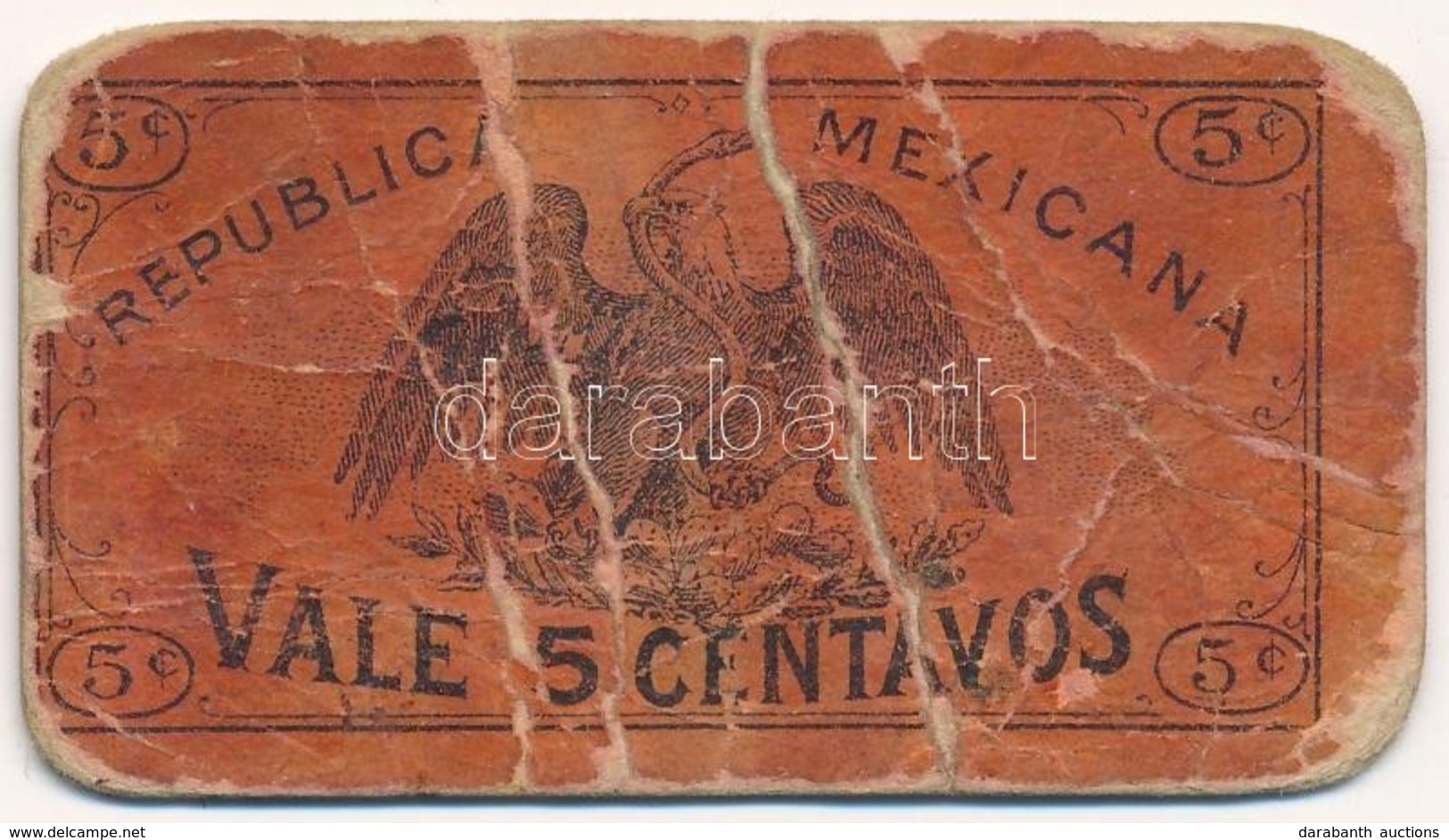 Mexikó ~1920. 5c Szükségpénz T:III-
Mexico ~1920. 5 Centavos Necessity Money C:VG - Sin Clasificación