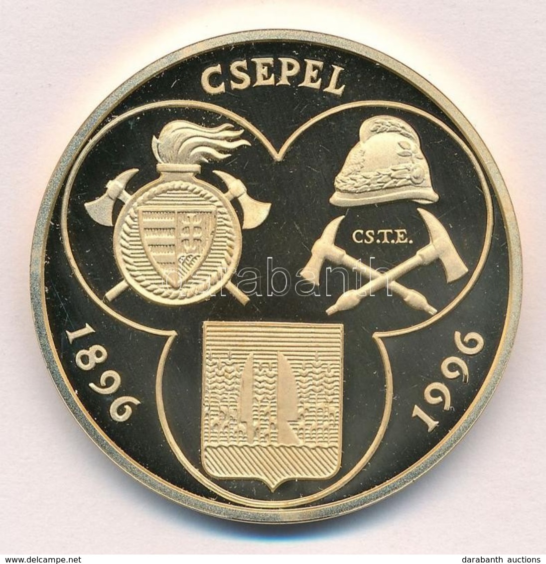 1996. 'Csepeli Tűzoltó Egyesület' Aranyozott Fém Emlékérem (42mm) T:PP - Non Classés