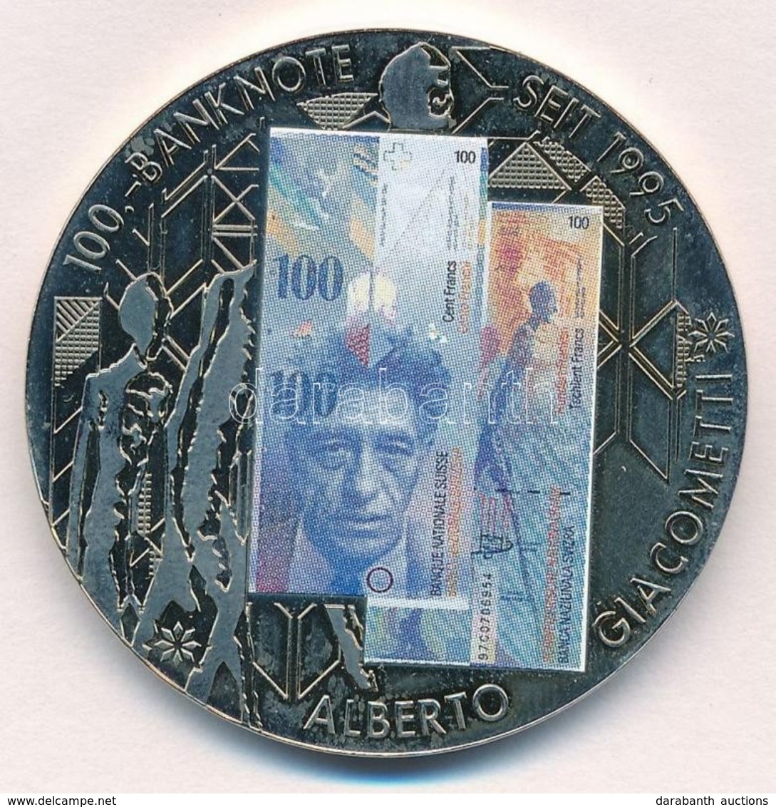 Svájc DN '100.-banknote Seit 1995' Fém Emlékérem 100Fr Svájci Bankjegy Multicolor Képével (40mm) T:1 
Switzerland ND '10 - Ohne Zuordnung