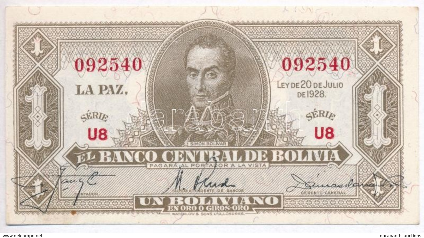 Bolívia 1928. 1B T:I
Bolivia 1928. 1 Boliviano C:UNC
Krause 128a - Ohne Zuordnung