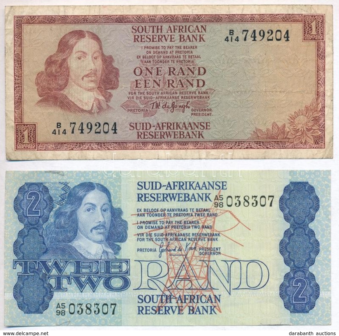 Dél-Afrika 1975. 1R + 1981. 2R T:II-,III
South Africa 1975. 1 Rand + 1981. 2 Rand C:XF,F - Ohne Zuordnung