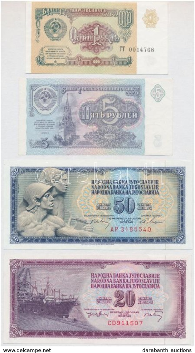 Jugoszlávia 1968. 50D + 1974. 20D + Szovjetunió 1991. 1R + 5R T:I,I-
Yugoslavia 1968. 50 Dinara + 1974. 20 Dinara + Sovi - Ohne Zuordnung