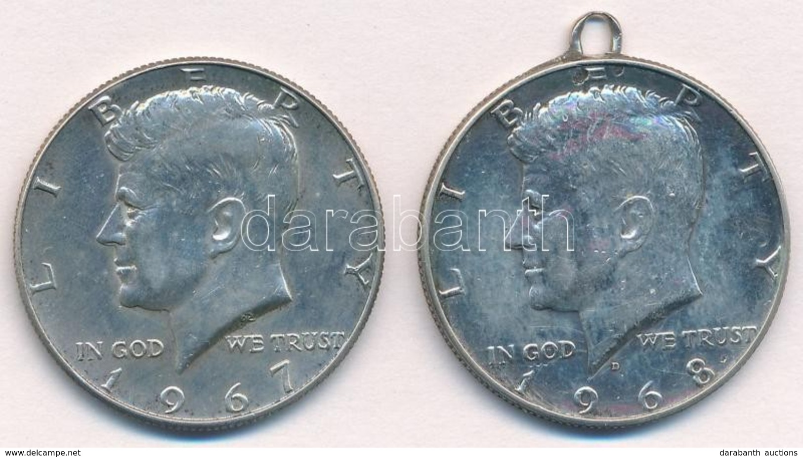 Amerikai Egyesült Államok 1967-1968D 1/2$ Ag 'Kennedy' (2x) T:1-,2 Fül
USA 1967-1968D 1/2 Dollar Ag 'Kennedy' (2x) C:AU, - Ohne Zuordnung