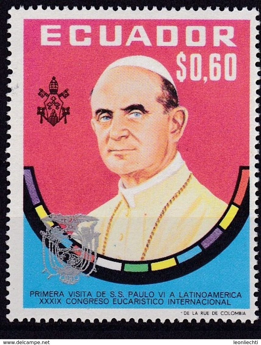 Ecuador.1969  MI: 1454 - 1455 + Flugpostmarke 1456.Jahrestag Der Reise Von Papstes Paul VI. Nach Südamerika. 2 Scan - Christianity