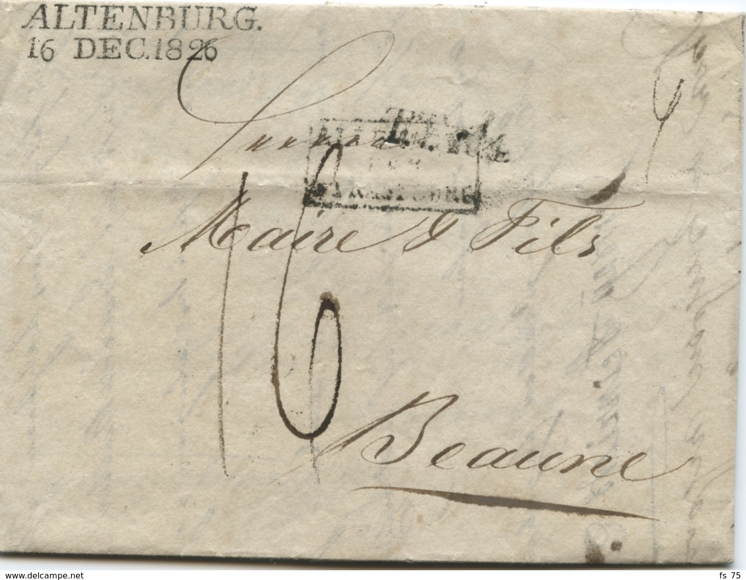 ALLEMAGNE - ALTENBURG. 16 DEC. 1826 SUR LETTRE AVEC TEXTE POUR LA FRANCE - Préphilatélie