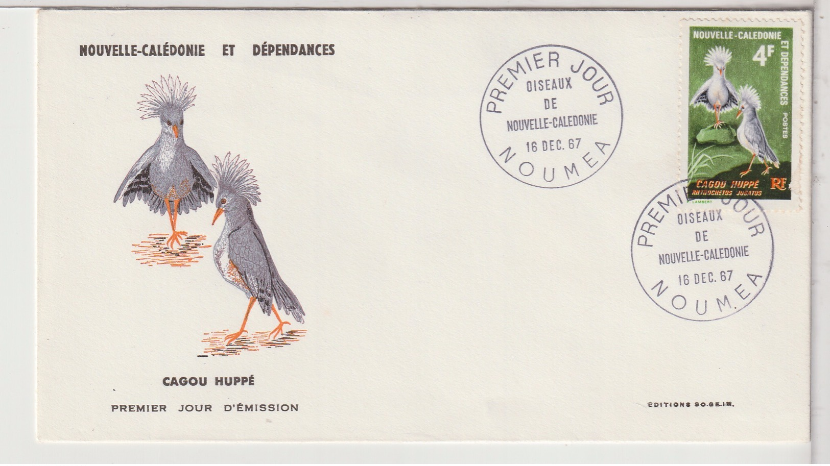 FDC - NOUVELLE CALÉDONIE  - 1967 - FDC