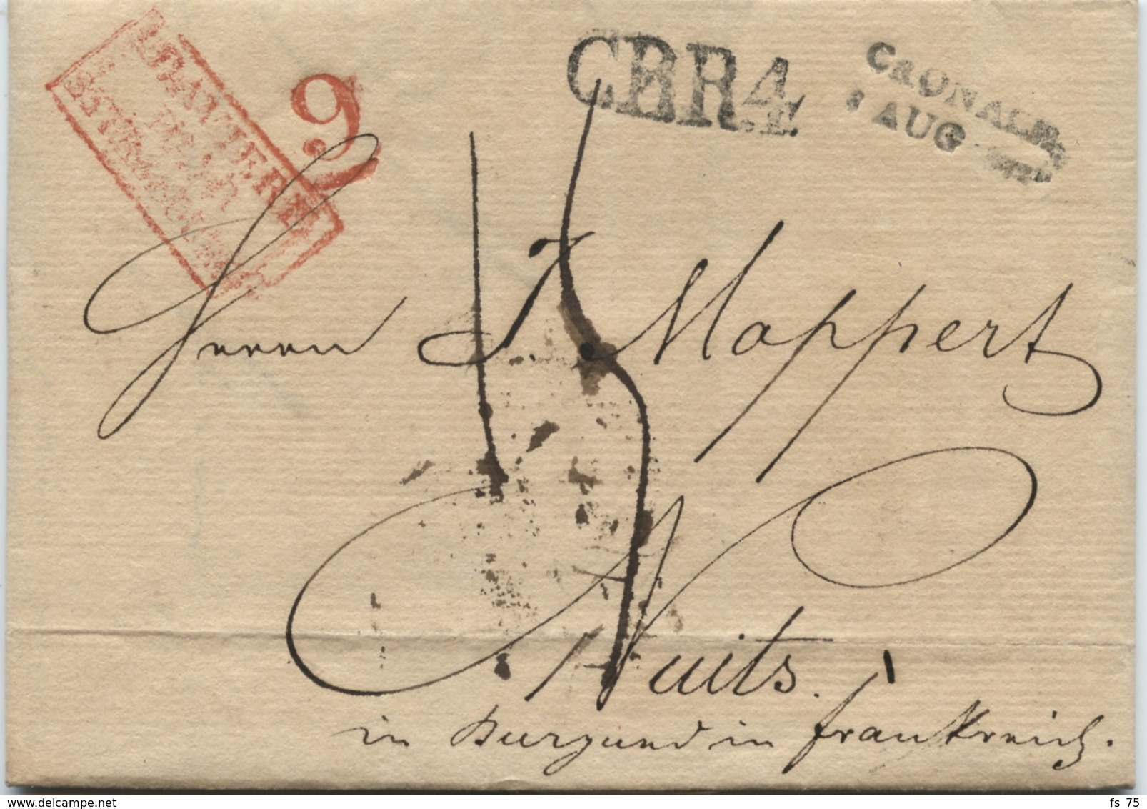 ALLEMAGNE - CRONACH + CBR4 SUR LETTRE AVEC TEXTE POUR LA FRANCE, 1832 - [Voorlopers