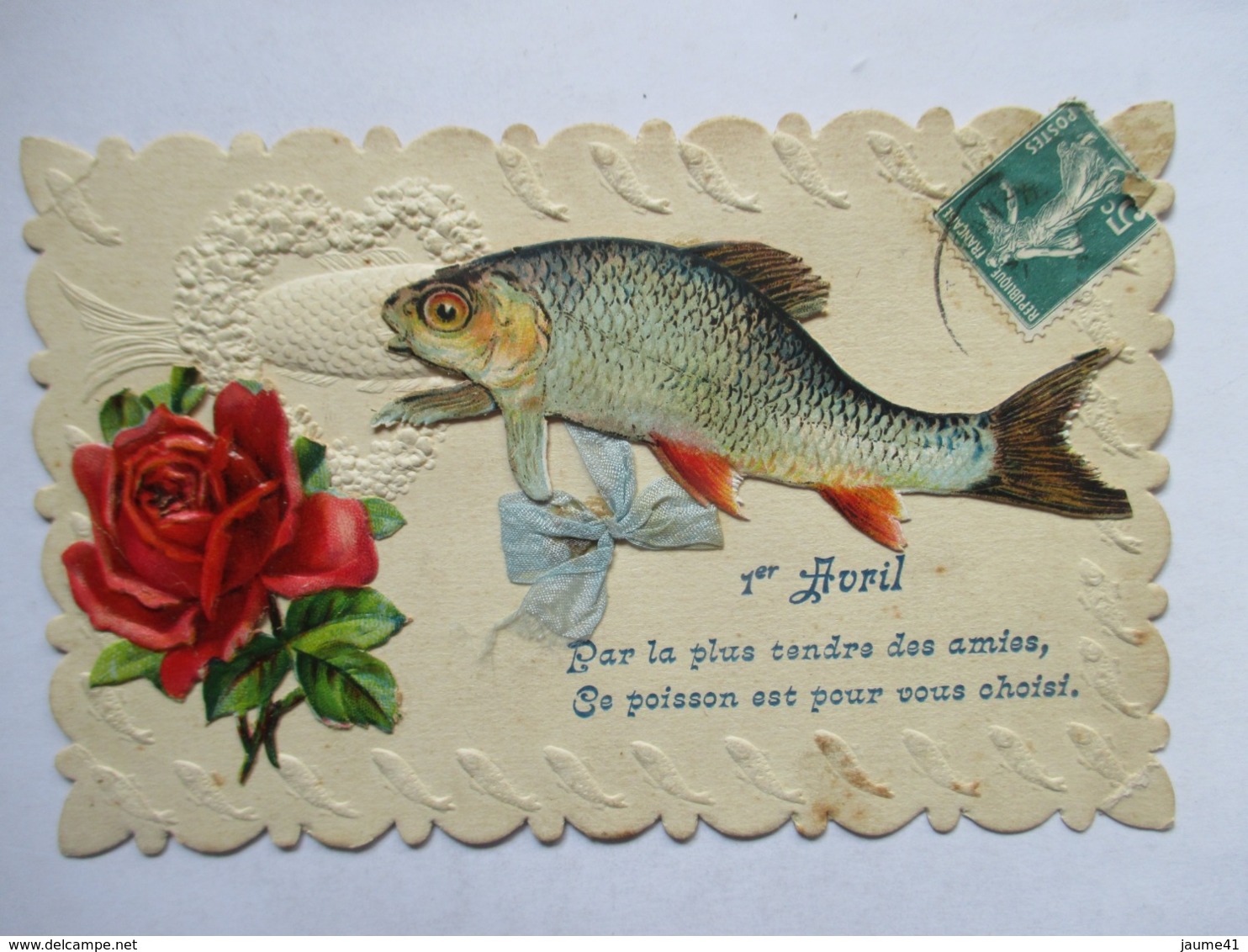 ROSE  ET  POISSON     -    AJOUTIS  ,  GAUFFREE           TTB - 1er Avril - Poisson D'avril