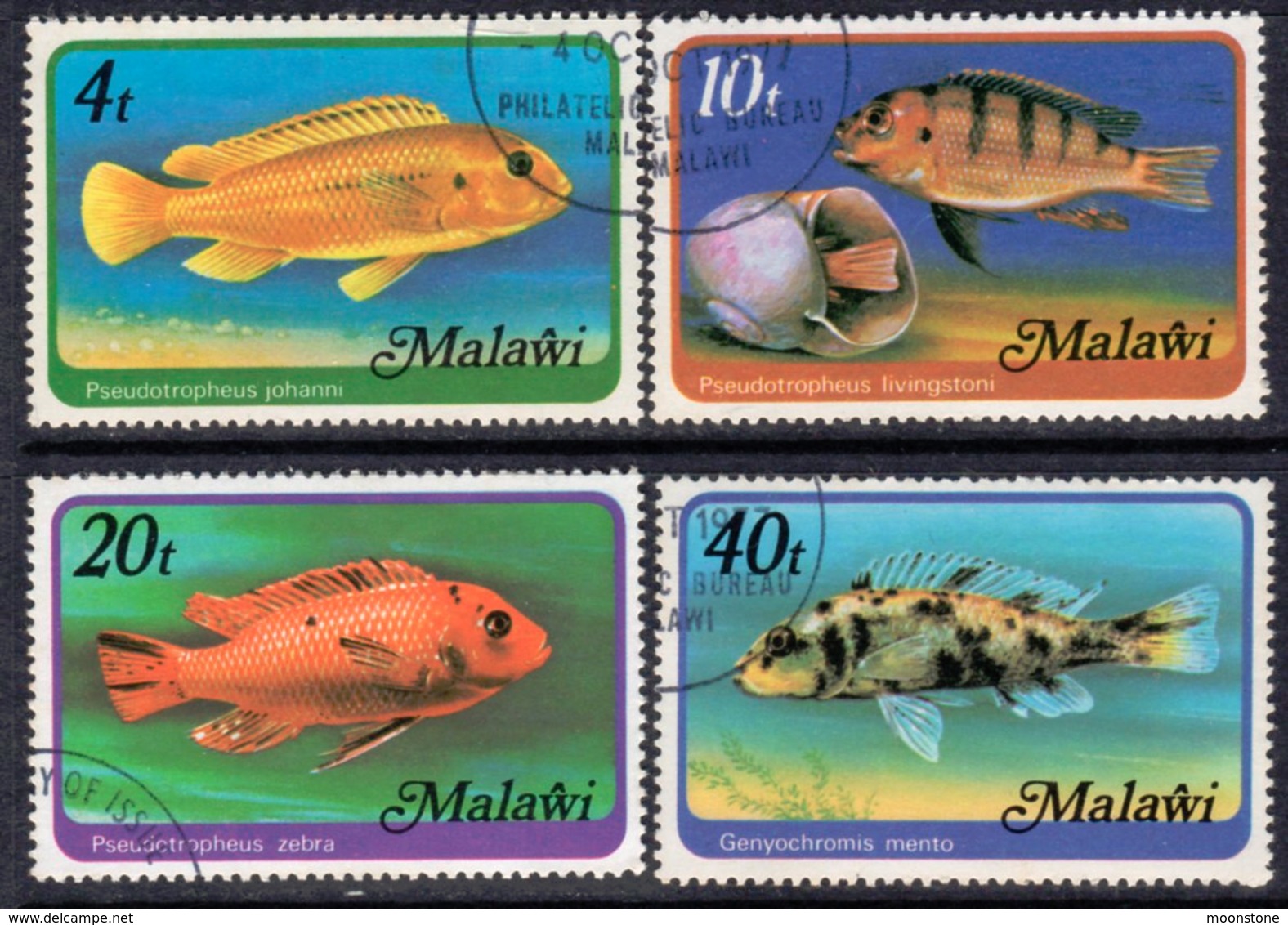 Malawi 1977 Fish Of Lake Malawi, No Watermark Set Of 4, Used, SG 552/5A (BA2) - Malawi (1964-...)