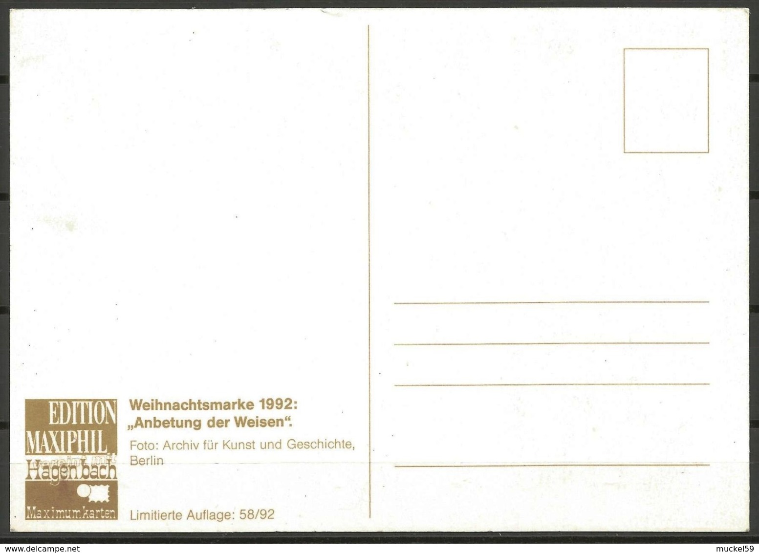 Germany Maximum Card Maxicard Christmas 1992 Adoration Of The Magi, Anbetung Der Weisen - Other & Unclassified
