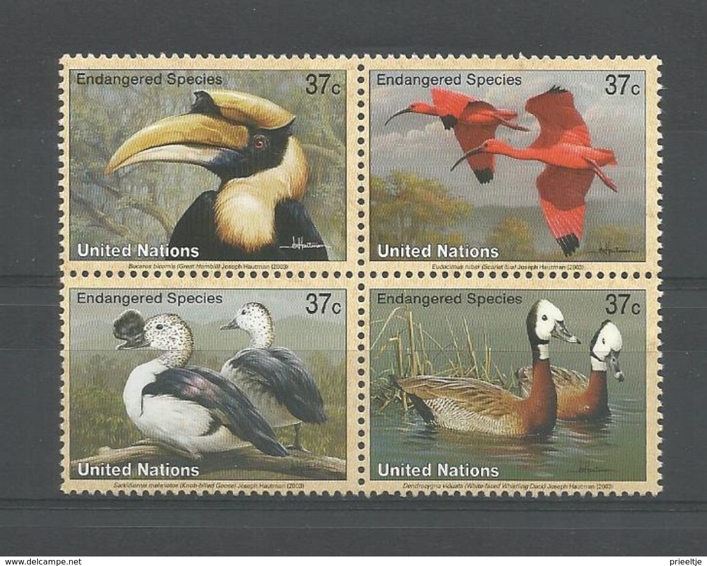 United Nations NY 2003 Endangered Birds Y.T. 906/909 ** - Neufs