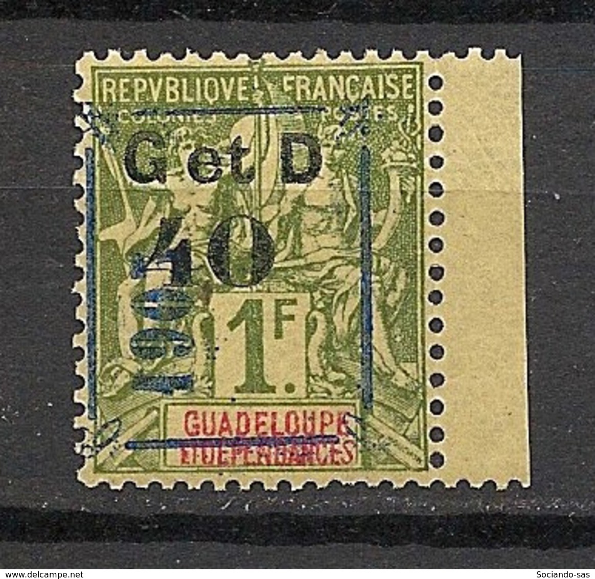 Guadeloupe - 1904 - N°Yv. 50c - 40 Sur 1f Olive - Case 35 - Neuf Luxe ** / MNH - Ungebraucht