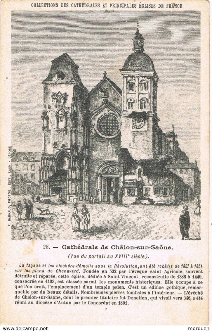 34030. Postal CHALON Sur SAÔNE (Saône Et Loire). La Cathedrale Vue S. XVIII - Chalon Sur Saone