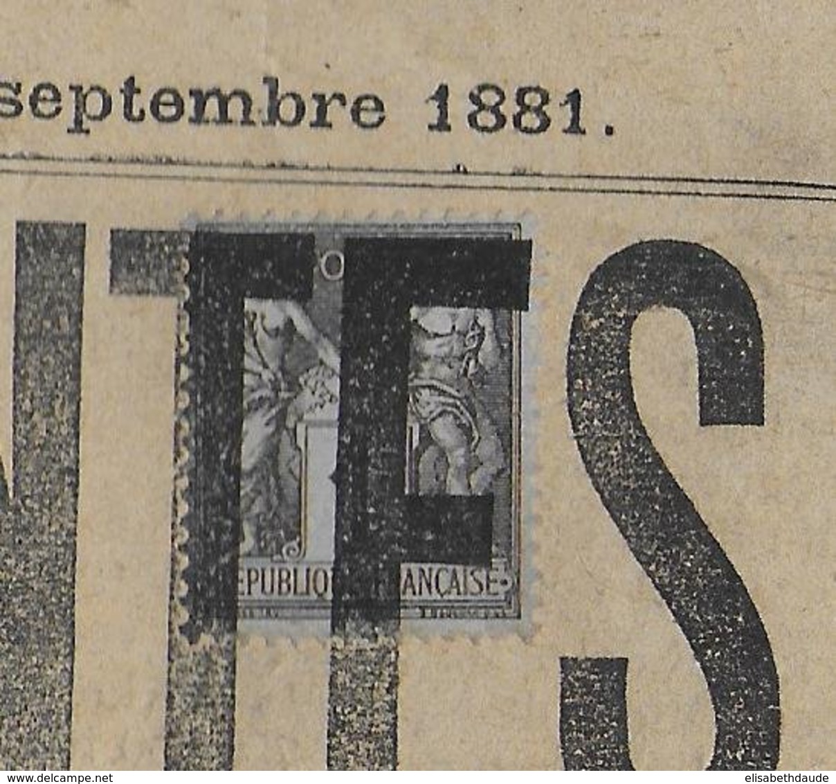 1881 - 1c SAGE SEUL Sur JOURNAL POLITIQUE COMPLET "LES TABLETTES DES DEUX CHARENTES"  à ROCHEFORT - 1877-1920: Période Semi Moderne