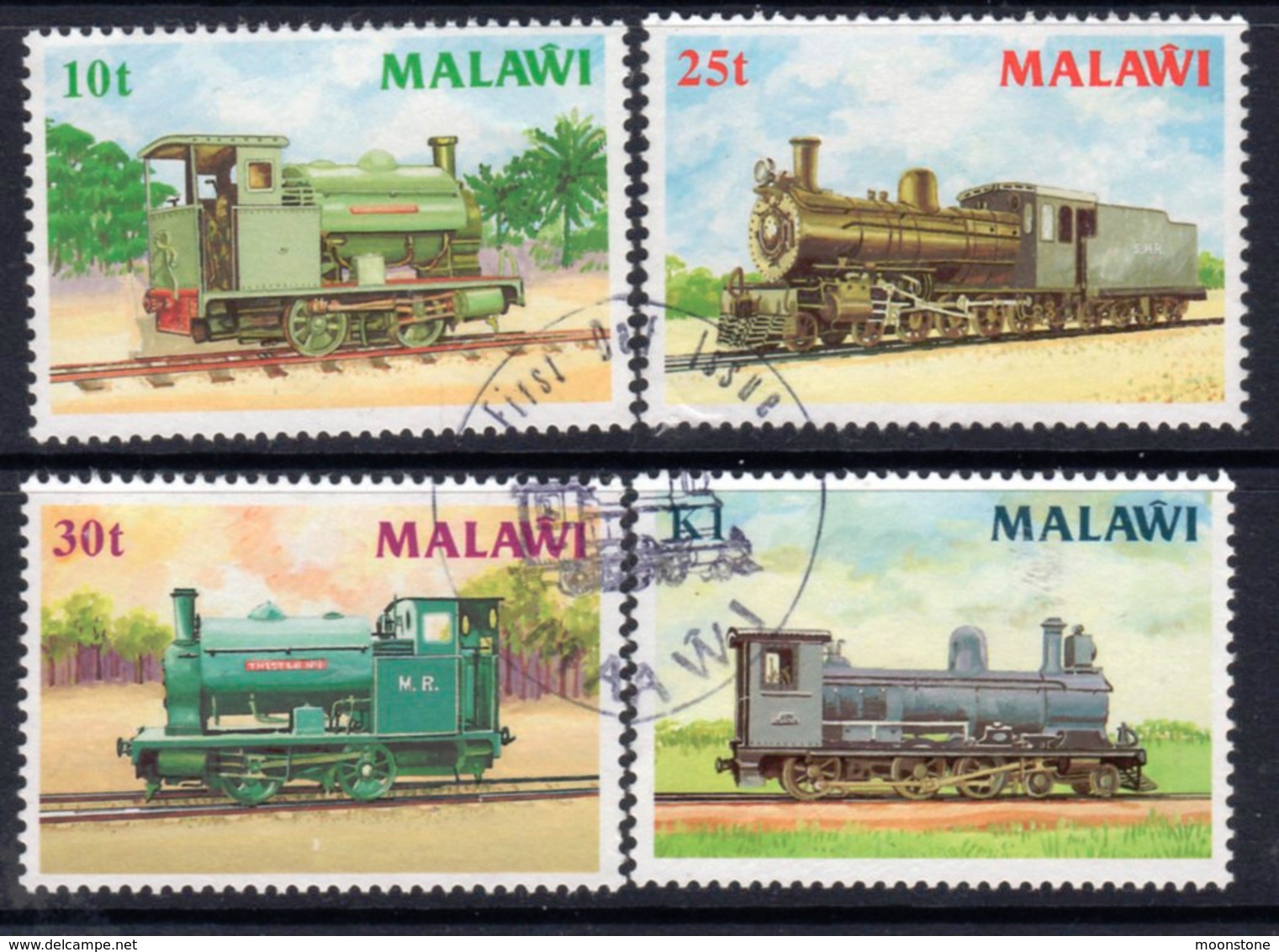 Malawi 1987 Steam Locomotives Set Of 4, Used, SG 767/70 (BA2) - Malawi (1964-...)