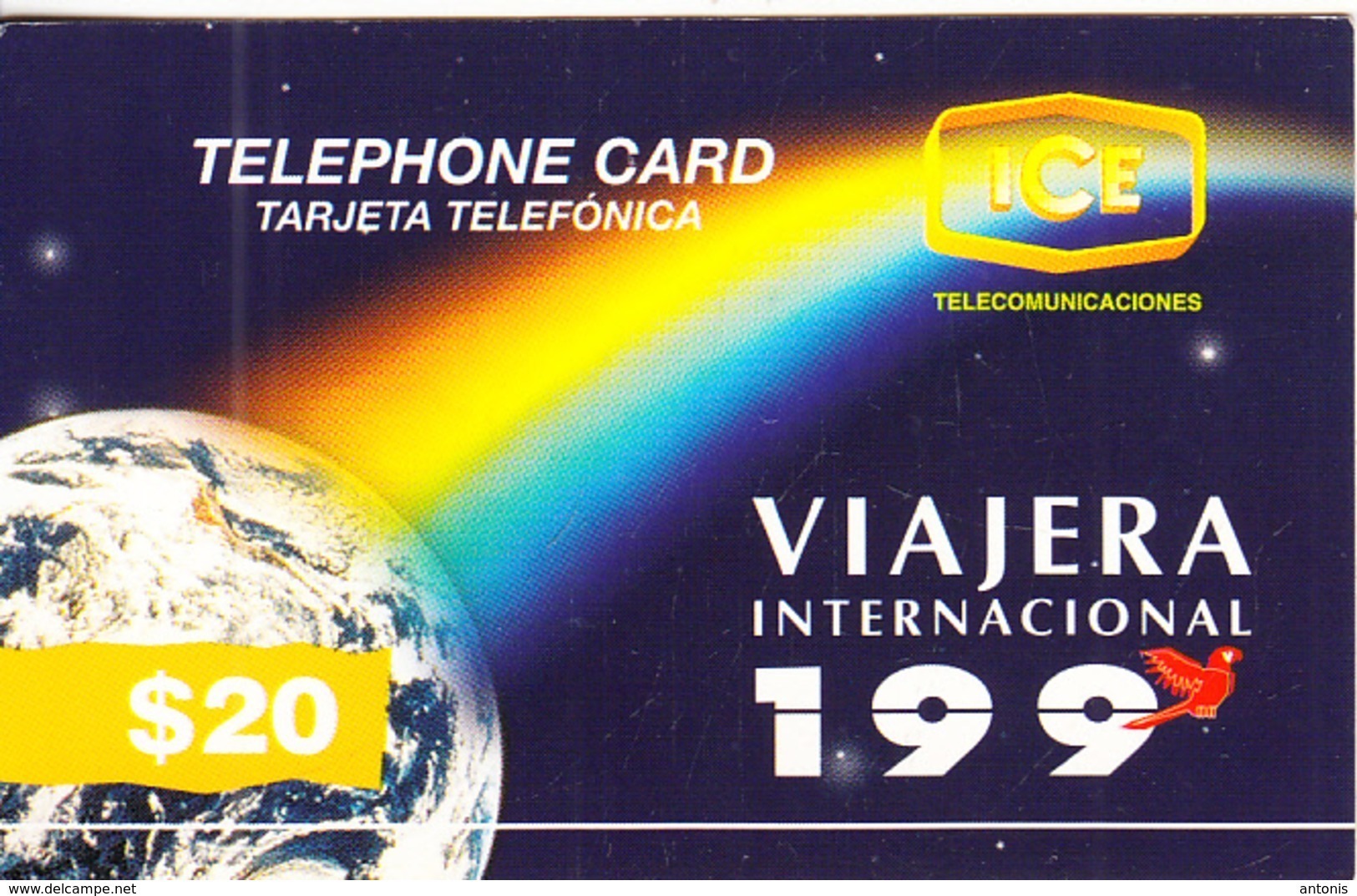 COSTA RICA - Mundo Y Arcoiris, ICE Tel Prepaid Card $20, Tirage 50000, 10/96, Used - Costa Rica