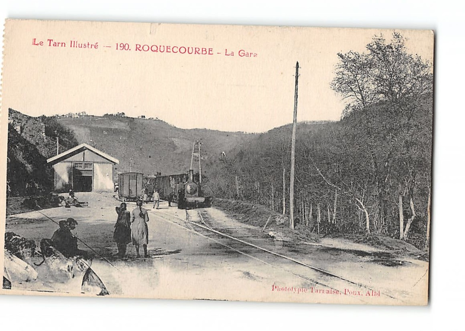 CPA 81 Roquecourbe La Gare Et Le Train Tramway - Roquecourbe