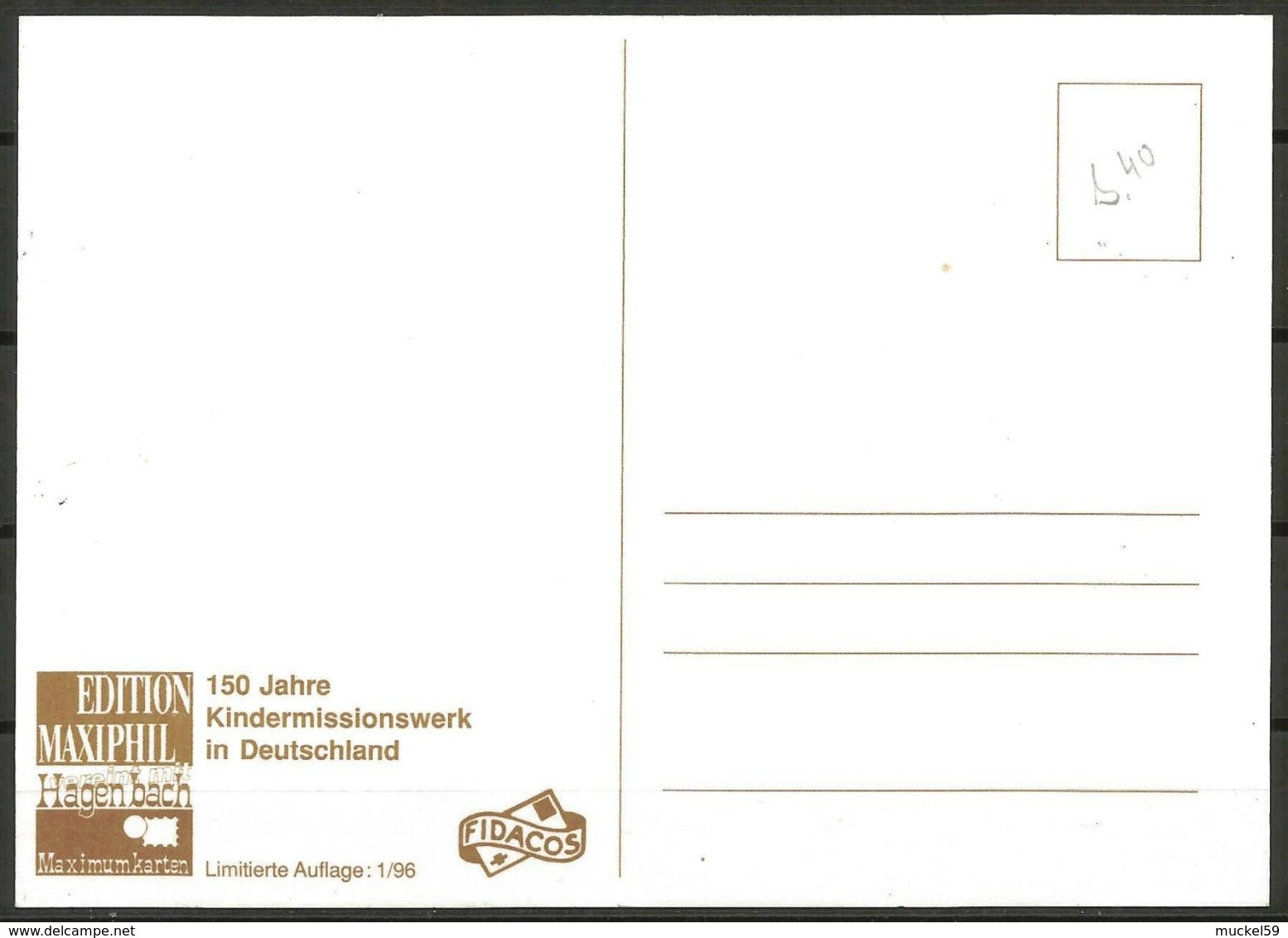 Germany Maximum Card Maxicard 1996 Christmas Carol Singers Sternsaenger Augusta Von Sartorius Children's Missionary Work - Other & Unclassified