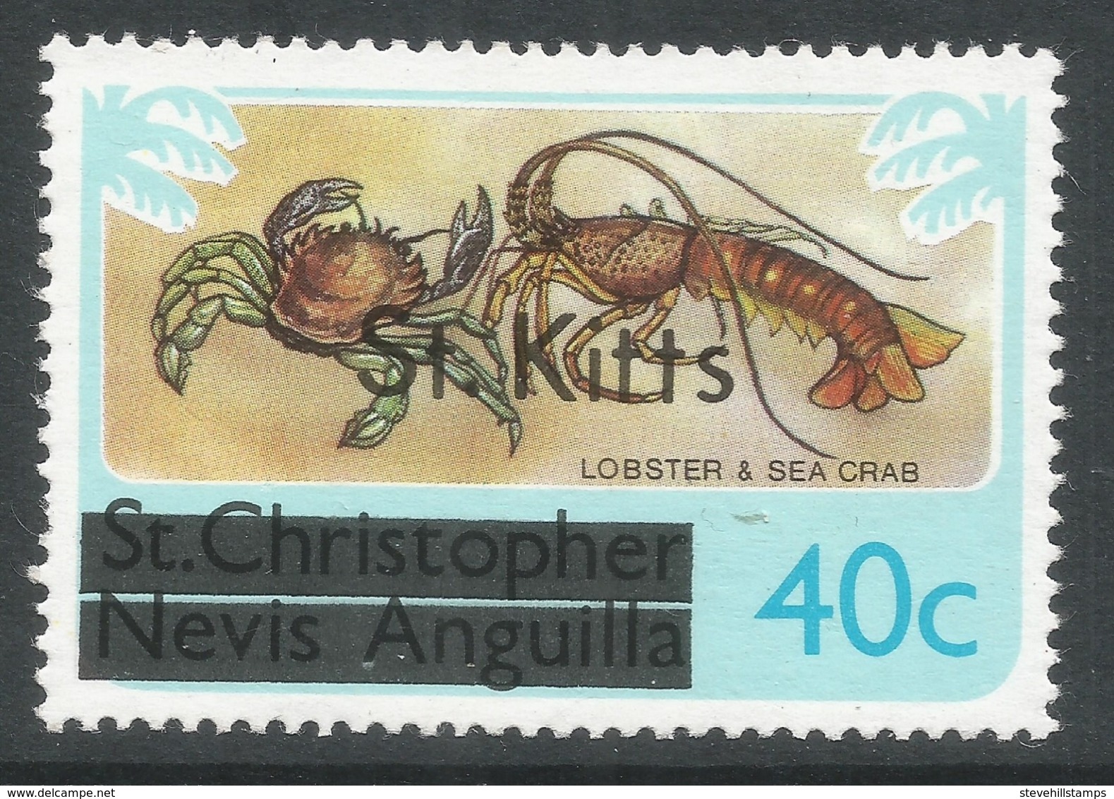 St Kitts. 1980 O/P Stamps Of St Kitts-Nevis. 40c MH. SG 35B - St.Kitts Und Nevis ( 1983-...)