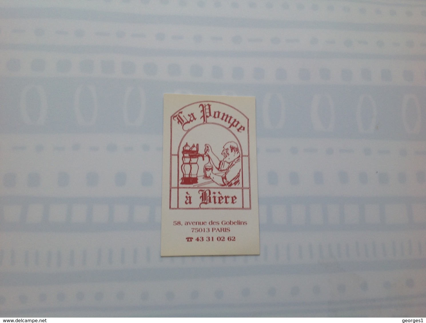 Ancienne Carte De Visite De Bar  La Pompe à Bière.  Paris - Cartes De Visite