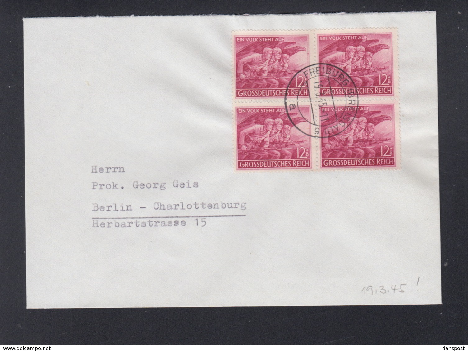 Dt. Reich 4er Block 1945 Auf Brief - Lettres & Documents