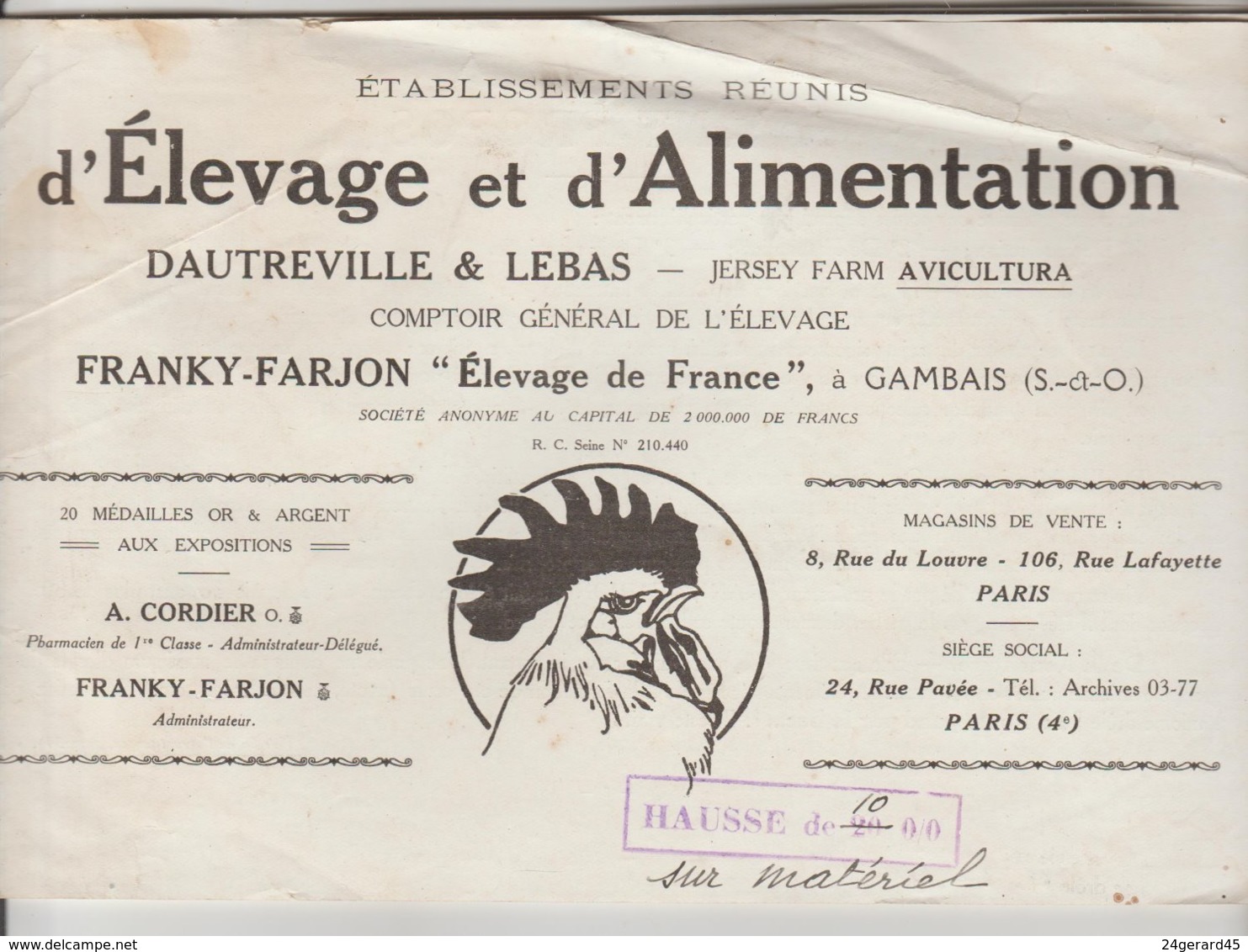 CATALOGUE PUBLICITAIRE TECHNIQUE ELEVAGE ET ALIMENTATION ANIMALE 32 PAGES - Elevage De France FRANKY FARJON GAMBAIS  78 - Pubblicitari