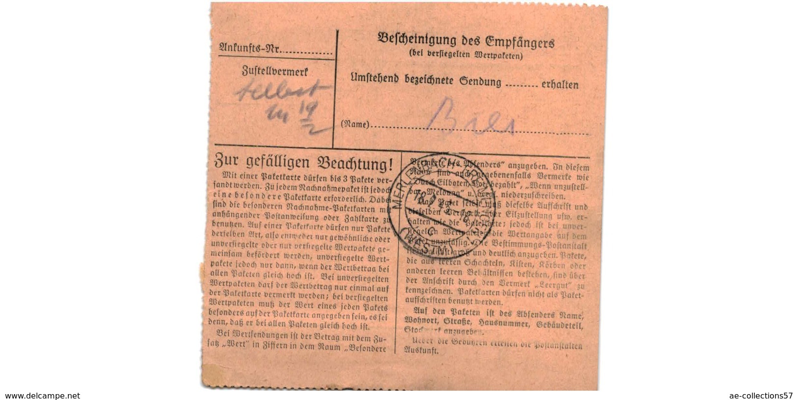 Colis Postal  / De Saarlautern / Tabakfabriken Acker &  Hüser  / 15-2-43 - Covers & Documents