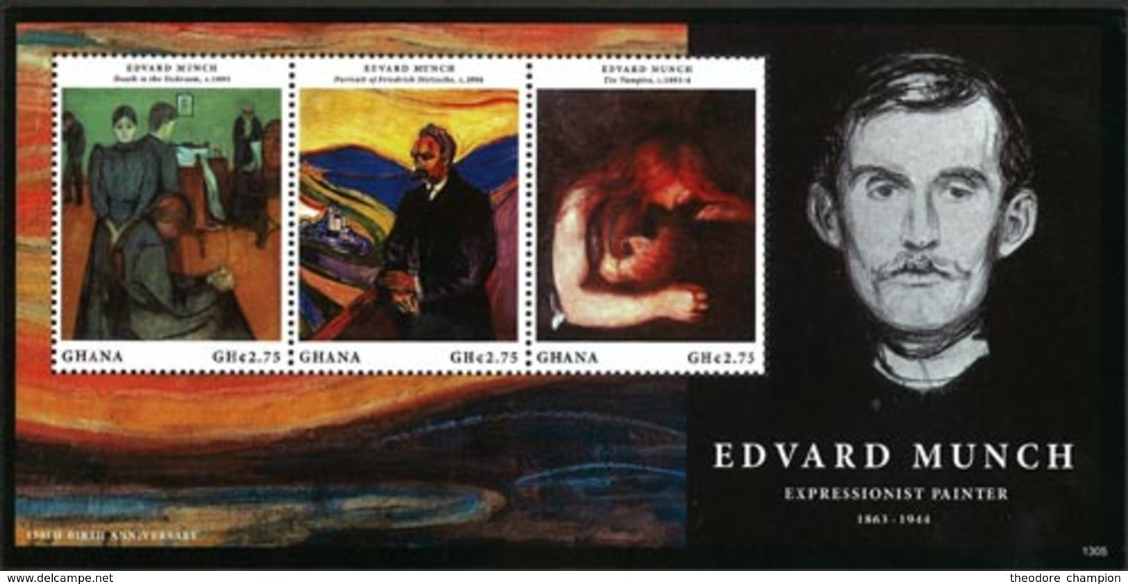 GHANA Edouard Munch 2013 3v (1305) Neuf ** MNH - Ghana (1957-...)