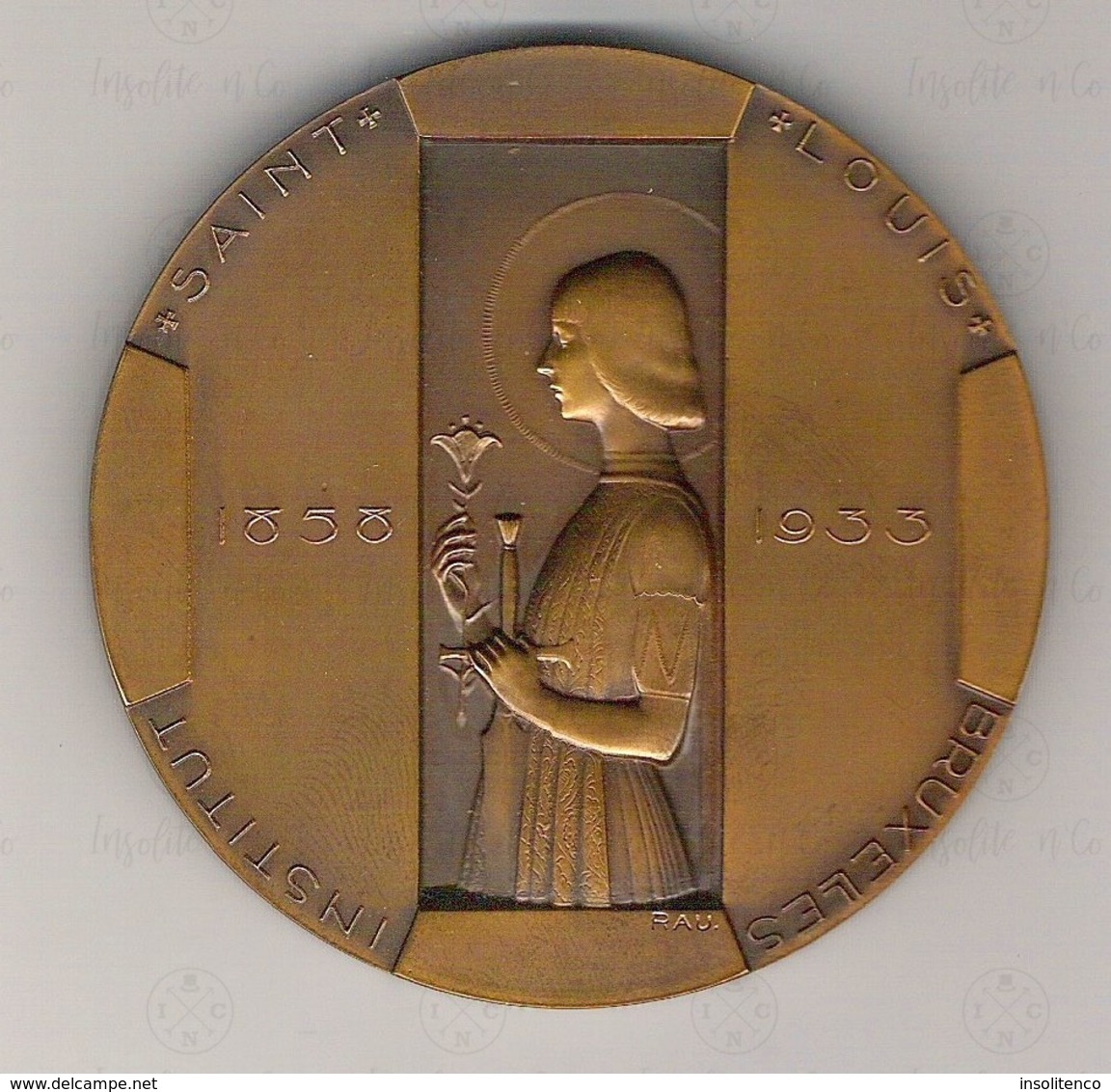 Médaille Bronze Pour Les 75 Ans De L'Institut St-Louis De Bruxelles 1858-1933 - Sculpteur : Rau - Editeur : Fisch & Cie - Professionals / Firms