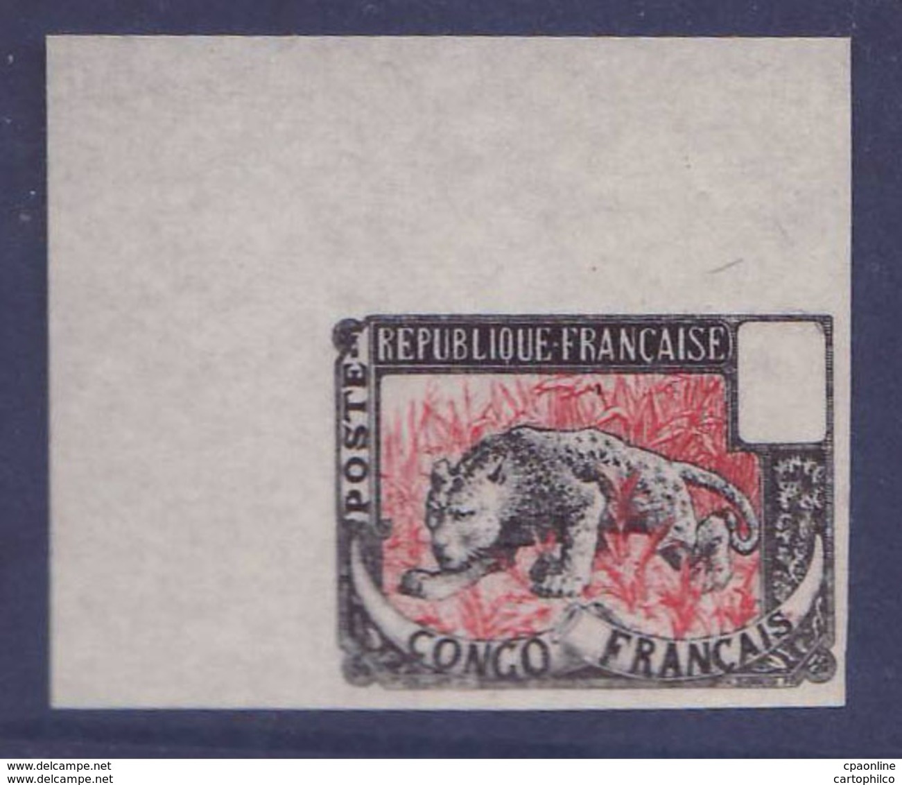 Congo Essai Panthere Non Dentel� Noir Et Rouge - Unused Stamps