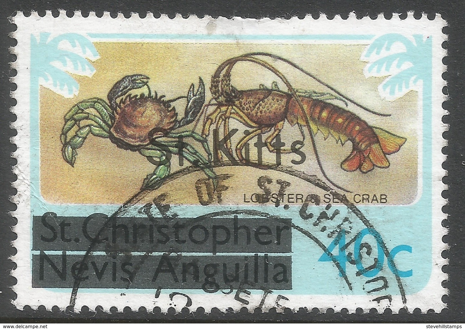 St Kitts. 1980 O/P Stamps Of St Kitts-Nevis. 40c Used. SG 35B - St.Kitts And Nevis ( 1983-...)