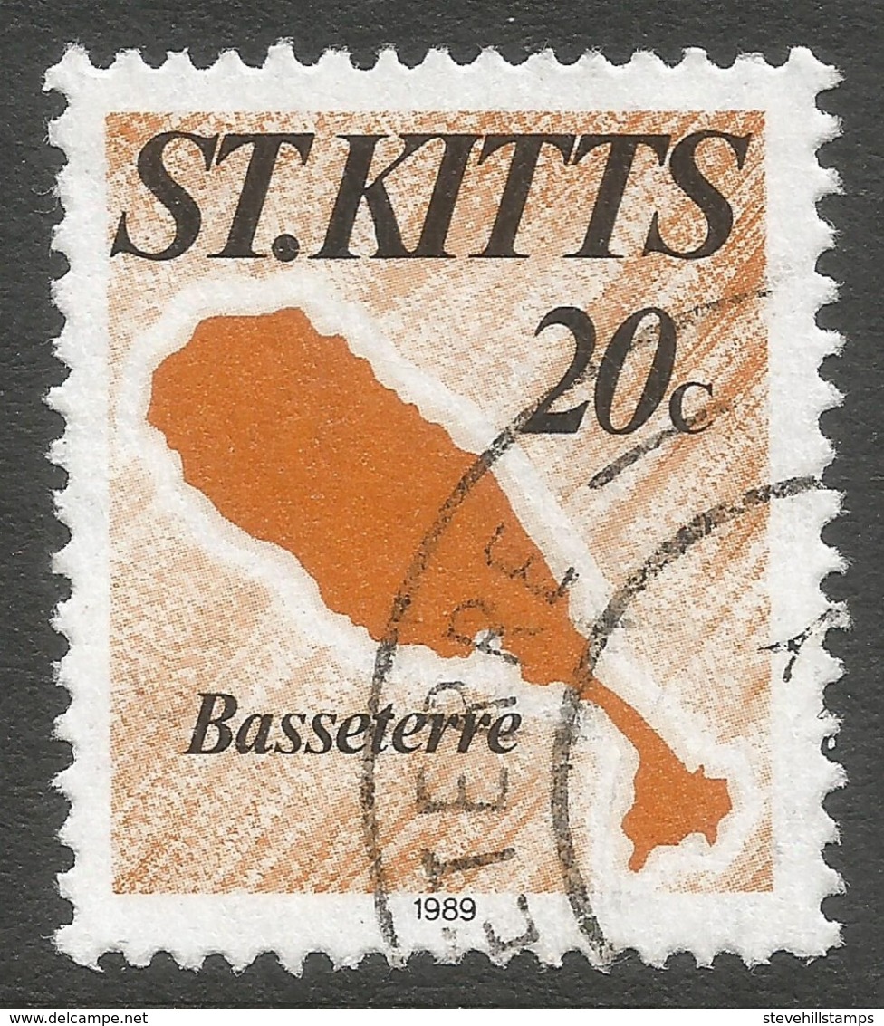 St Kitts. 1989 Maps. 20c Used. SG 287 - St.Kitts And Nevis ( 1983-...)