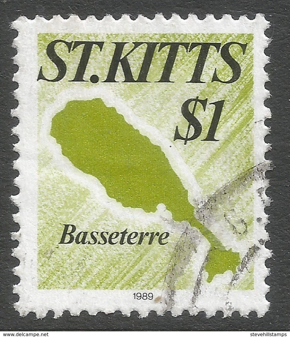 St Kitts. 1989 Maps. $1 Used. SG 290 - St.Kitts And Nevis ( 1983-...)