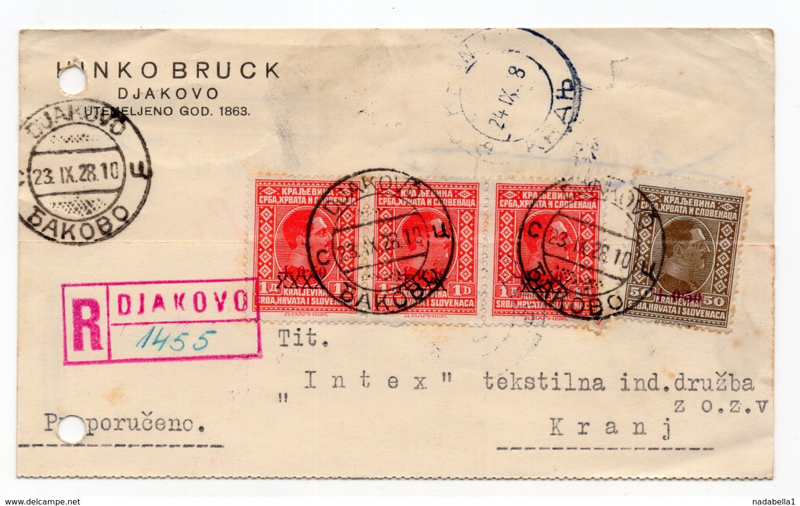 1928. YUGOSLAVIA, CROATIA, DJAKOVO TO KRANJ, SLOVENIA, CORRESPONDENCE CARD, HINKO BRUCH - Storia Postale