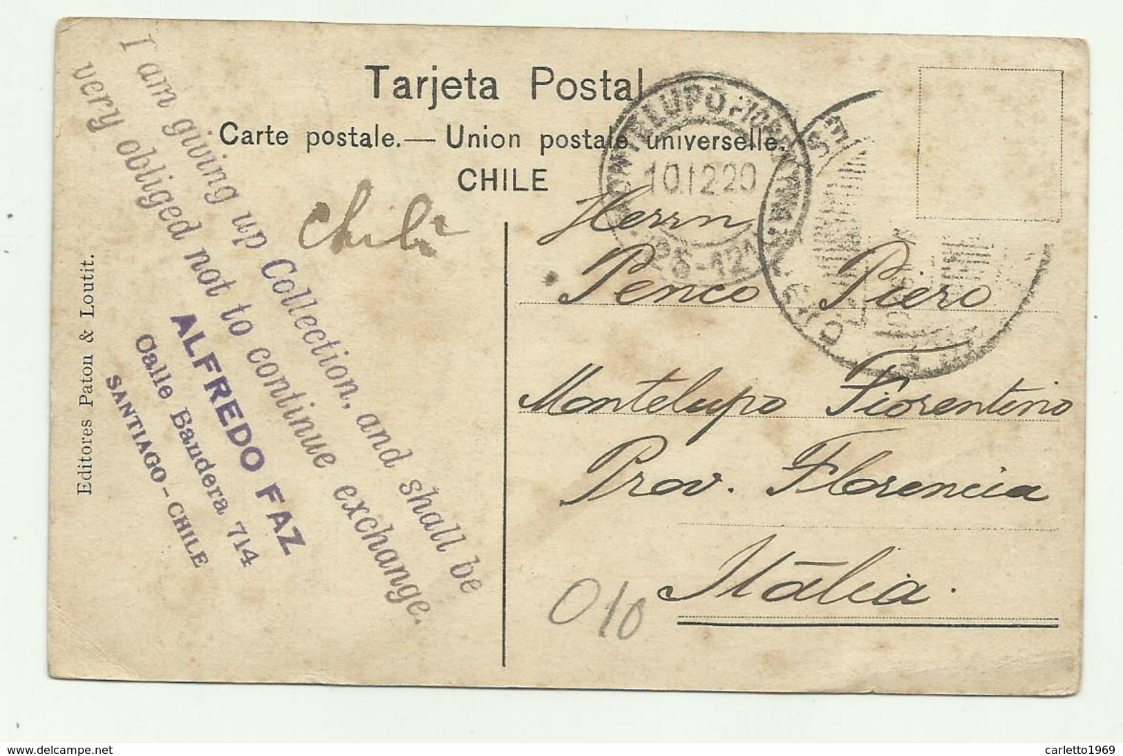 VALPARAISO - VISTA GENERAL DESDE EL CERRO BELLAVISTA 1920 VIAGGIATA  FP - Cile
