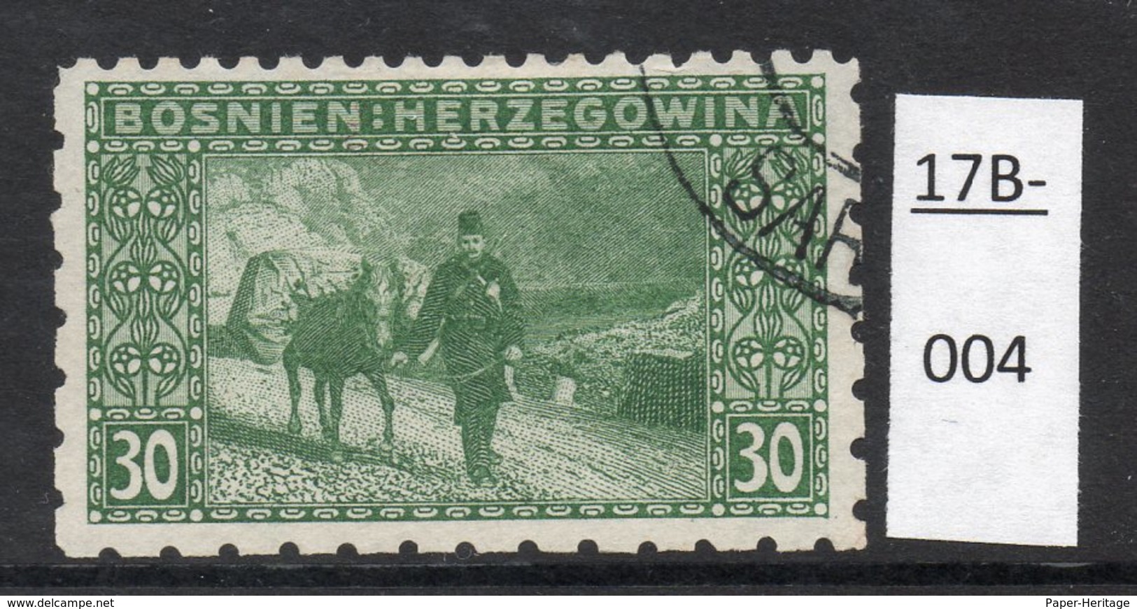Bosnia Bosnien 1906 30h Mule Donkey Carrying Mail  ‘Coleman’ Perf  9x6x6x6 (Perf: 2111) Used (cto) - Bosnia And Herzegovina