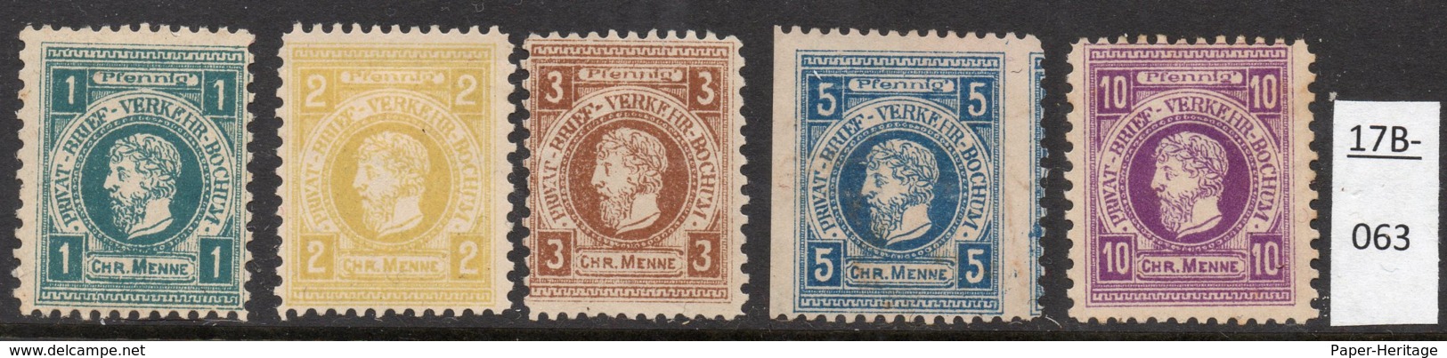 Germany Deutschland Privatpost Local Post Stadtpost : Bochum Mi. A.56A-60A. Poor Mint(5) - Private & Local Mails