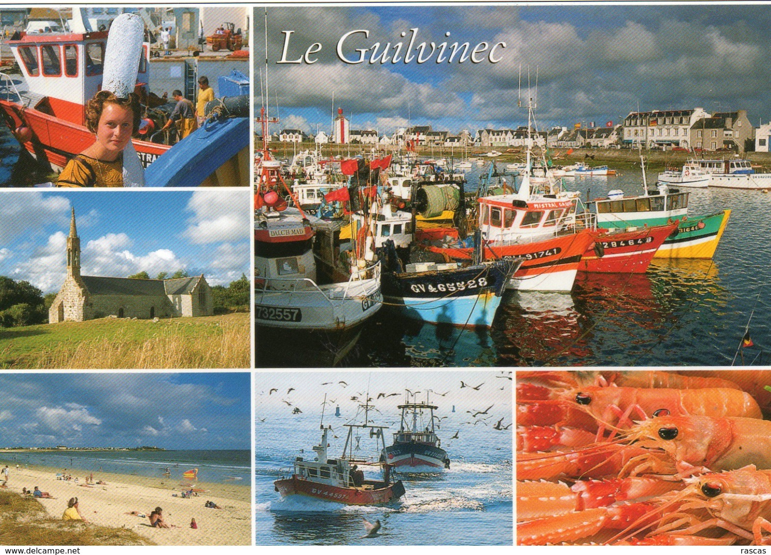 CPM - F - FINISTERE - LE GUILVINEC - COSTUME BIGOUDEN - CHAPELLE - LA PLAGE ET LE PORT DE PECHE - Guilvinec