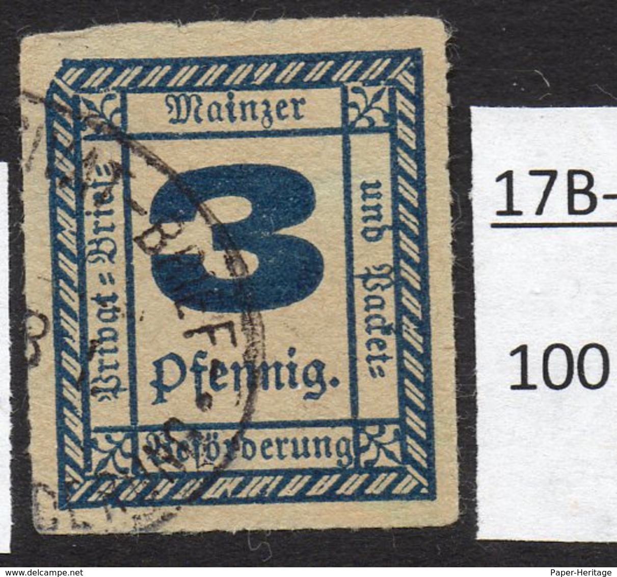 Germany Deutschland Privatpost Local Post Stadtpost :  Mainz Mi. C. 52 Used – Thin At Top. - Private & Local Mails