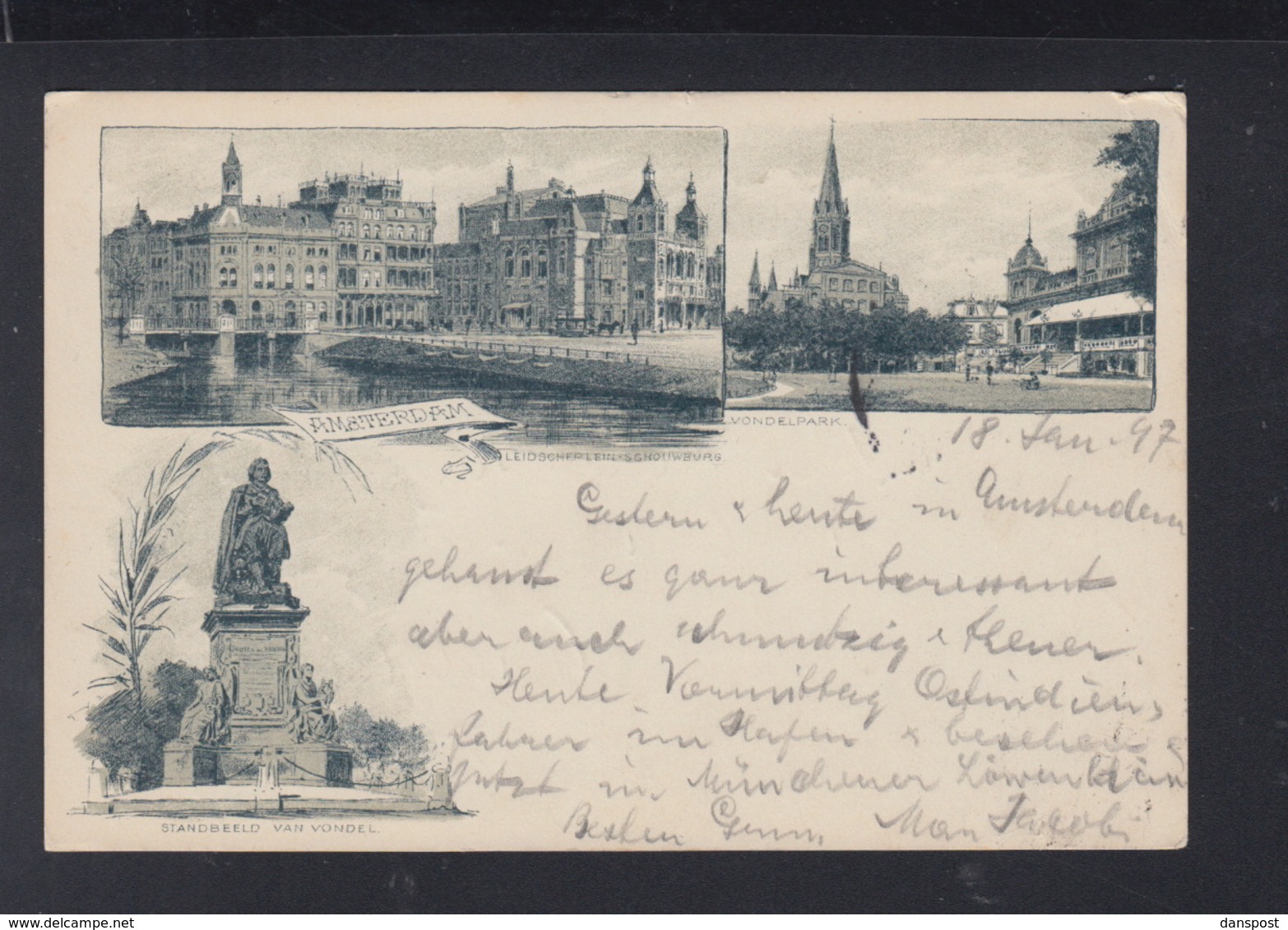 Postkaart Amsterdam 1897 - Briefe U. Dokumente