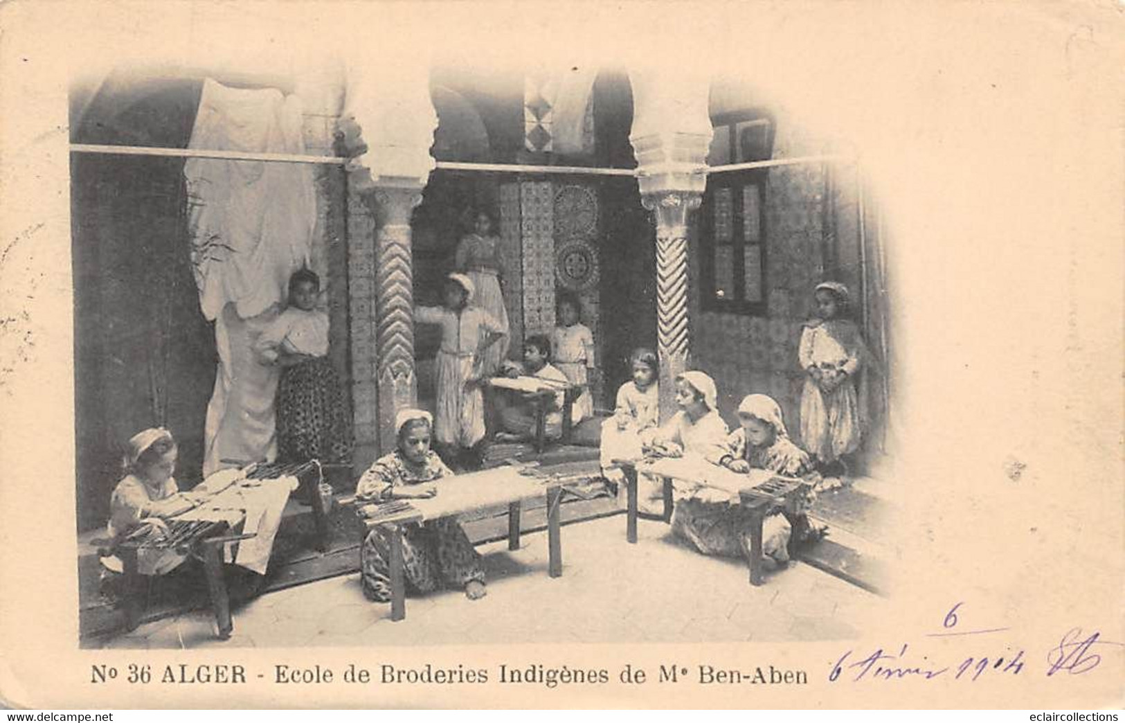 Thème.  Métiers   Divers. Textile      Algérie    Ecole De Broderie     (Voir Scan) - Andere & Zonder Classificatie