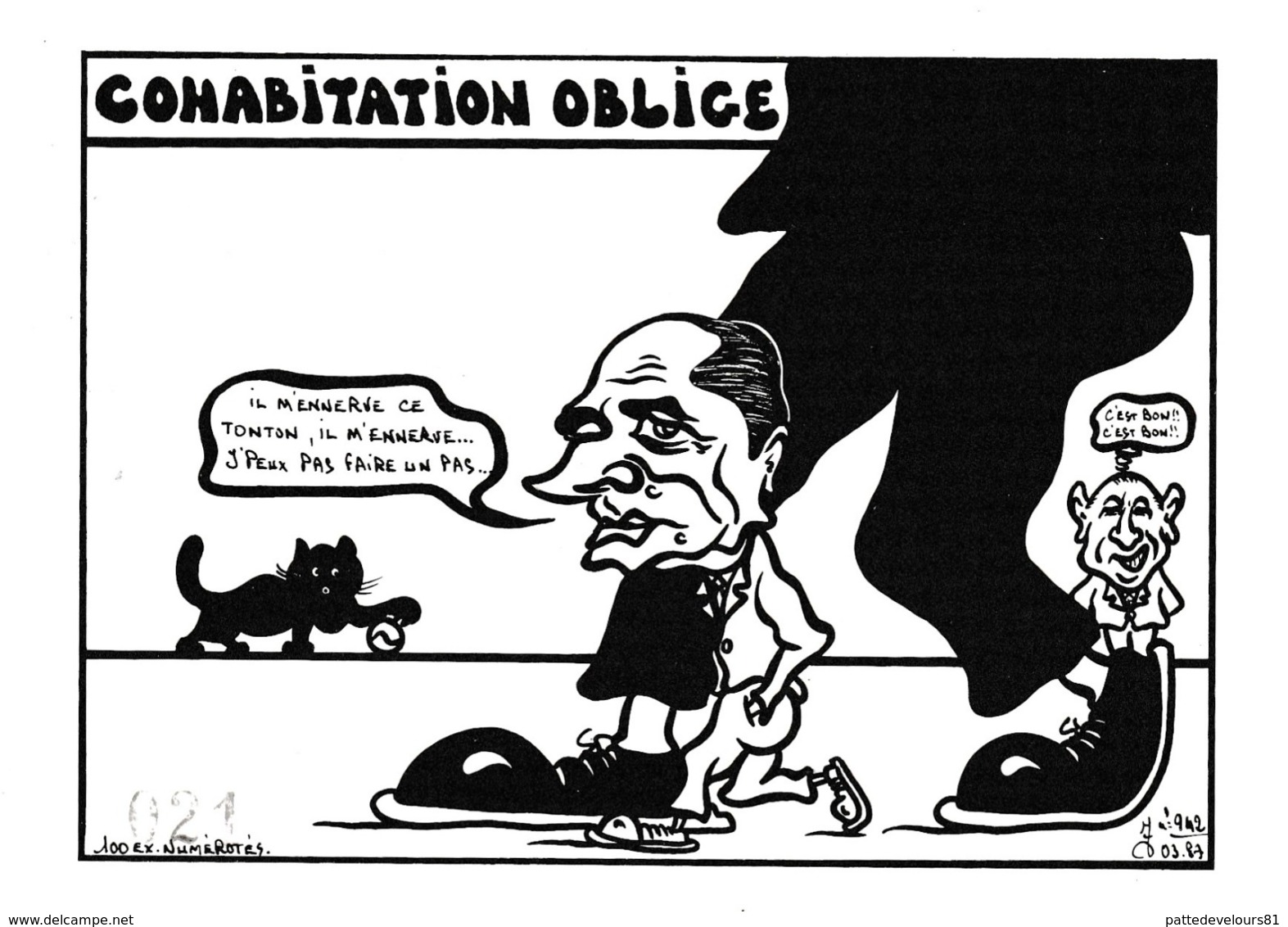 CPM Caricature Satirique Politique J. CHIRAC / MITTERRAND / BARRE Cohabitation Tirage Limité Illustrateur (2 Scans) - Satiriques