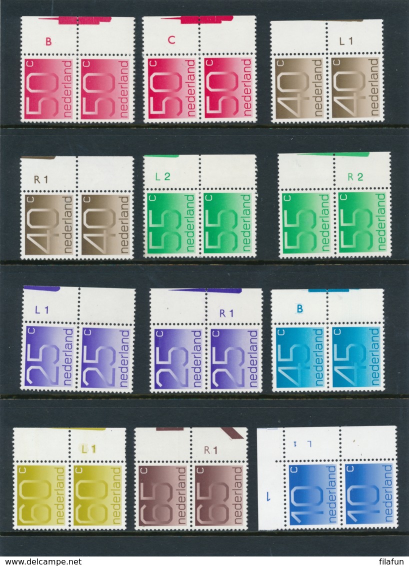 Nederland - Cijferserie Crouwel - 12x Postfris In Paar Met Verschillende Plaatnummers - MNH - Unused Stamps