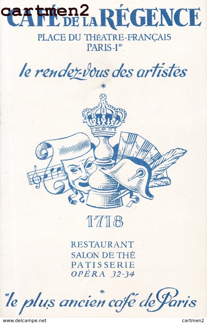 PARIS CAFE DE LA REGENCE RESTAURANT PATISSERIE OPERA PLACE DU THEATRE FRANCAIS PUBLICITE ILLUSTRATION - Cafés, Hoteles, Restaurantes