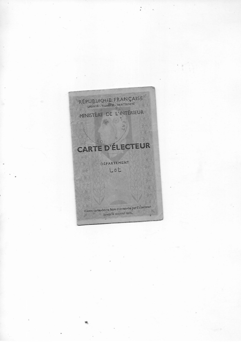 Montvalent - 1 Carte D'électeur Avec Cachet De La Mairie - Andere & Zonder Classificatie